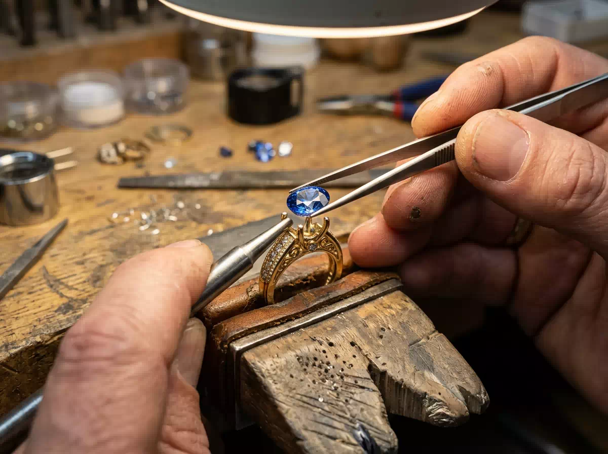 Engaste de una piedra en una sortija